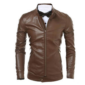 Chaquetas de cuero a la moda para hombre, estilo de capucha, precio razonable, Color marrón - Product Image 4