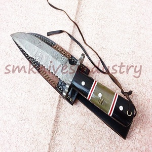 Damascus Steel HandMade Out door knife with leather sheath (Smk1545) - Product Image 3