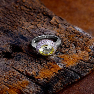 Anillo de Plata de Ley 925 con gema de oro verde Natural, anillo hecho a mano con gemas verdes - Product Image 2