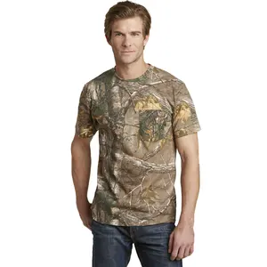Yarım kollu orman özel baskı ağacı baskı erkekler t-shirt avcılık savaş pamuklu moda erkek Polyester t-şört