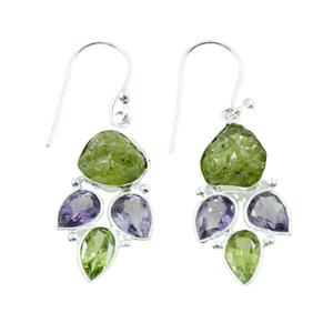 Pendientes de gota clásicos de piedra de múltiples gemas hechos a mano Plata de Ley 925 regalo de fiesta de boda Unisex India - Product Image 1