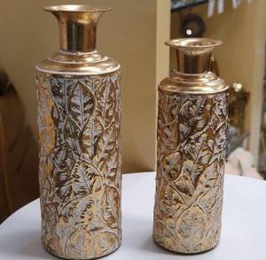 Florero de latón moderno para el hogar, Juego de 2 jarrones de flores para decoración de hogar, Hotel, macetas de boda, diseño moderno de logotipo personalizado, jarrones de plantas de metal - Product Image 2