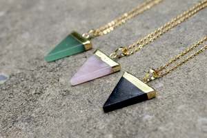 Natural Rose Quartz Smooth Triangle Gemstone 92.5 Sterling <b>Silver</b> 18"<b>long</b> Pendant <b>Necklace</b> Jewelry Wholesale - Product Image 6