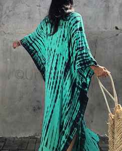 Luxury Beach Dress New Design Tie Dye Boho Long Sleeve V-Neckline Holiday Stylish Outfit <b>Women</b> <b>Kaftan</b> Swim Cover Ups - Product Image 5