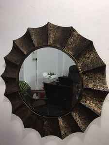 กระจกตกแต่งผนังกรอบโลหะแบบแขวน,กระจกรูปทรงใบไม้ขนาดใหญ่สำหรับตกแต่งบ้านสีเงิน - Product Image 4