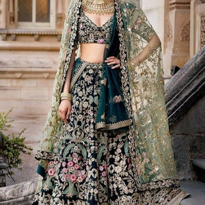2021 Trendy Indian/Pakistani Design Heavy Embroidery Silk Bridal Lehenga Choli <b>Blouse</b> Dress Zari Work Newly Trending Wedding - Product Image 1