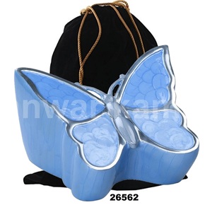 Blue Butterfly Crémation Urne funéraire adulte en métal pour cendres humaines disponible à un prix abordable - Product Image 1