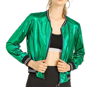 Chaqueta Bomber Ligera con Cuello Alto y Cierre para Mujer, Brillante, Impermeable, Transpirable, de Verano, Corte Holgado - Product Image 2