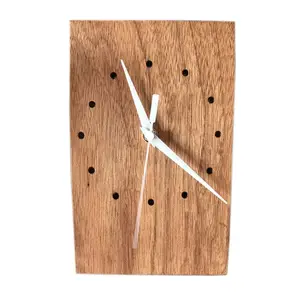 นาฬิกาติดผนังทำจากไม้ทรงสี่เหลี่ยมผืนผ้า,นาฬิกาตกแต่งภายในทำจากไม้ขัดเงาธรรมชาติสำหรับตกแต่งห้องนั่งเล่น