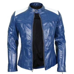 Vêtements de sport respirants grande taille pour moto de course, veste en cuir à rayures blanches - Product Image 3