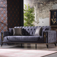 Ensemble de canapés Chesterfield en tissu moderne Yavuz, structure en bois massif, taille personnalisable, couleurs au choix, entrée, hôtel, salon, origine TR