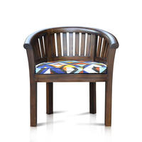Sillón Banana de Madera de Teca Sólida Color Marrón Oscuro, Muebles de Jardín para Exteriores de Indonesia con Cojín