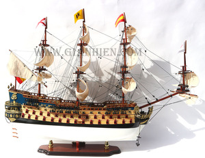 SAN FELIPE PAINTED WOODEN MODEL BOAT Handicraft Nautical Style Europe Home Decoration <b>Novelty</b> <b>Gift</b> - Product Image 5