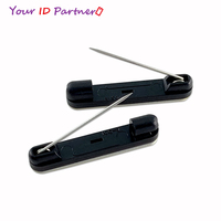 Clips pour porte-Badge, épingle, en plastique noir, 50 pièces