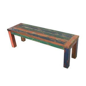 Muebles de decoración para el hogar, Banco de espera de madera de barco reciclada, diseño abstracto, respetuoso con el medio ambiente, indonesio - Product Image 1
