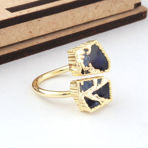 OEM เครื่องประดับหรูหราแฟชั่น Mohave ทองแดงสีฟ้าแหวนสีฟ้าสีฟ้าชุบทองปรับแหวนแฮนด์เมดแฟนซีรูปร่างแหวน - Product Image 4