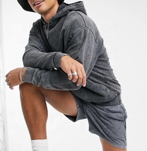 ชุดสองชิ้นสำหรับผู้ชาย,ชุดเสื้อฮู้ดแบบสวมหัวมัดย้อมไซส์ใหญ่พิเศษสำหรับฤดูร้อน - Product Image 3