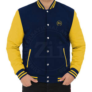 Vestes en toile Letterman personnalisées grande taille pour hommes avec col montant et broderie Couleur et design personnalisés - Product Image 1