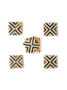 Meilleur support de dessous de verre en pierre incrusté d'os pour forme carrée Cadeau de pendaison de crémaillère Sous-verres en pierre de luxe pour boissons et articles de cadeau - Product Image 2