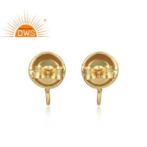 Pendientes de Botón Art Deco de Diseño Nuevo, Joyería de Fabricante, Chapados en Oro de 18k, Plata de Ley 925, Colección Clásica - Product Image 3