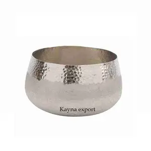 modern design hammered silver metal bowl