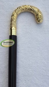 Bastón de madera de alta calidad con hermoso mango de latón dorado para actividades al aire libre como senderismo - Product Image 2