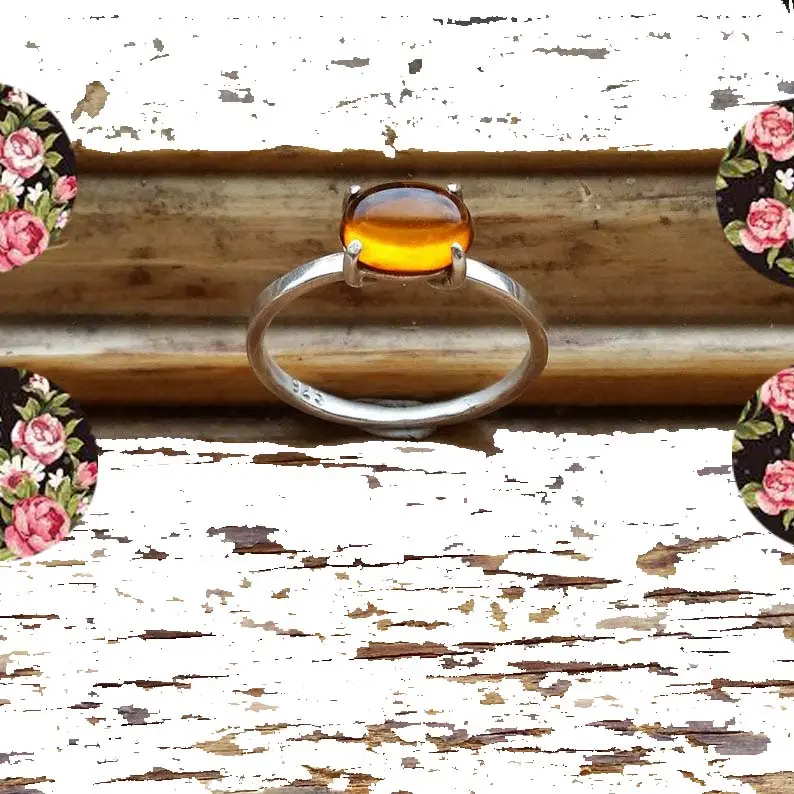 נחמד מאוד citrin cabochon טבעת כסף ייחודית 925 טבעת כסף עבור אירוסין תכשיט הגעה חדשים ליום ולנטיין