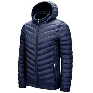 Men's Long Lightweight Canvas Puffer <b>Jacket</b> Water-Resistant <b>Packable</b> Design with Embroidery for Winter - Product Image 6