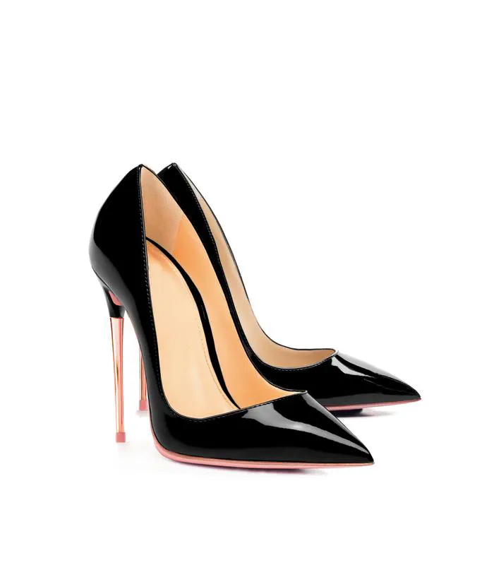 Wholesale Fancy Attractive Black Patent Color Pumps Stylish High Heels Ladies Sandals Shoes