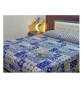 Sábana de algodón puro para cama, todas las tallas, estampado de color azul, alta calidad - Product Image 1