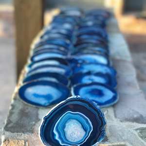 Best Selling Carved Blue Agate <b>Coaster</b> Natural Semi-Precious Stone Craft for Home Decor Feng Shui Souvenir with <b>Crystal</b> Gemstone - Product Image 4