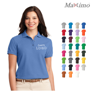 Camiseta de piqué para mujer, uniforme de trabajo, informal, estampado, 100% algodón, etiqueta personalizada, Color sólido, Polo - Product Image 2