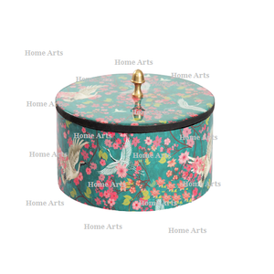 Caja de almacenamiento de Roti pintada a mano de madera, caja de Chapati de forma redonda hecha a mano, Roti Dabba para uso de vajilla de Hotel en casa - Product Image 6
