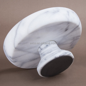 Natural <b>White</b> Marble Fruit Bowl On Pedestal - Product Image 2