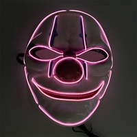 Masque de Clown pour Halloween, avec Led, fil lumineux fluo, Flexible, lumière froide, pour carnaval, clé tendance, fournitures de fête