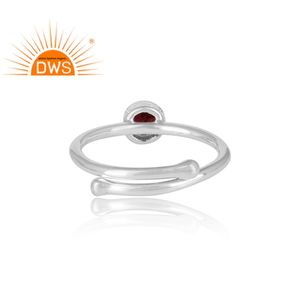 Fait à la main Ronde Coupe Naturel Anneau de Pierres Précieuses de Grenat Bijoux Indien Argent Bijoux Grossiste - Product Image 4