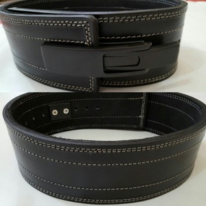 Cinturón de levantamiento de pesas de cuero para entrenamiento, correa de cuero genuino negro para gimnasio, con hebilla de palanca trasera de ante - Product Image 2