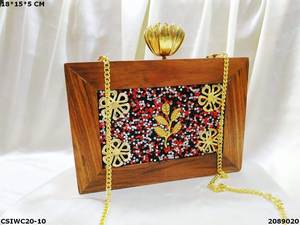 Designer Vintage Wooden <b>Clutches</b> Fashionable Acrylic Lined Party <b>Bag</b> for <b>Weddings</b> and Parties Evening <b>Bags</b> and <b>Clutch</b> Purses - Product Image 3