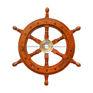 Rueda de barco de madera para decoración de pared, rueda Náutica de acabado hecho a mano, diseño de sala de estar montada en la pared - Product Image 6