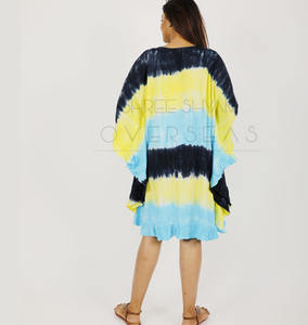 Hit Boutique <b>Women</b> Wear Rayon Tie Dye Short Frill <b>Kaftan</b> - Product Image 4
