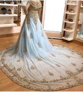 Robe de mariée marocaine à broderie lourde exclusive robe de mariée élégante traditionnelle longue tissu de luxe fluide confortable - Product Image 3