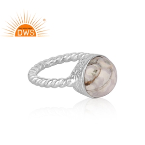 Bague en argent massif 925 pour femme, pierre précieuse moave Howlite, forme ronde, bijoux fins, vente en gros - Product Image 3