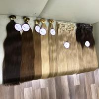 Clip in Hair Extensions Brown with Blonde Highlighted Human Hair Clip in Real Extensions 7 Pieces 150G