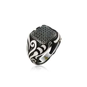 925K Sterling Silver Design Turkish <b>Men</b> Onyx <b>Ring</b> - Product Image 1