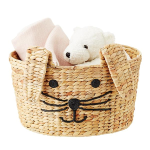 Bunny Water Hyacinth Bin with metal frame, Water Hyacinth Laundry Storage Baskets Wholesale
