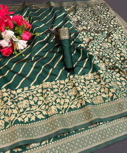 Sari en soie Banarasi Jacquard avec chemisier pour femme, pour les fêtes, les festivals, le quotidien, en coton doux et soyeux, design moderne, lavable, vente en gros, prix bas - Product Image 6