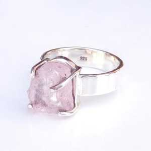 92.5 argent Sterling naturel Morganite pierre précieuse non traitée pierre brute à la main belle bague femmes mignon cadeau - Product Image 6