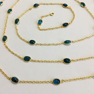 Everyday Wear 925 Sterling Silver <b>Gold</b> <b>Plated</b> Apatite 90 cms. Long <b>Chain</b> <b>Necklace</b> - Product Image 3