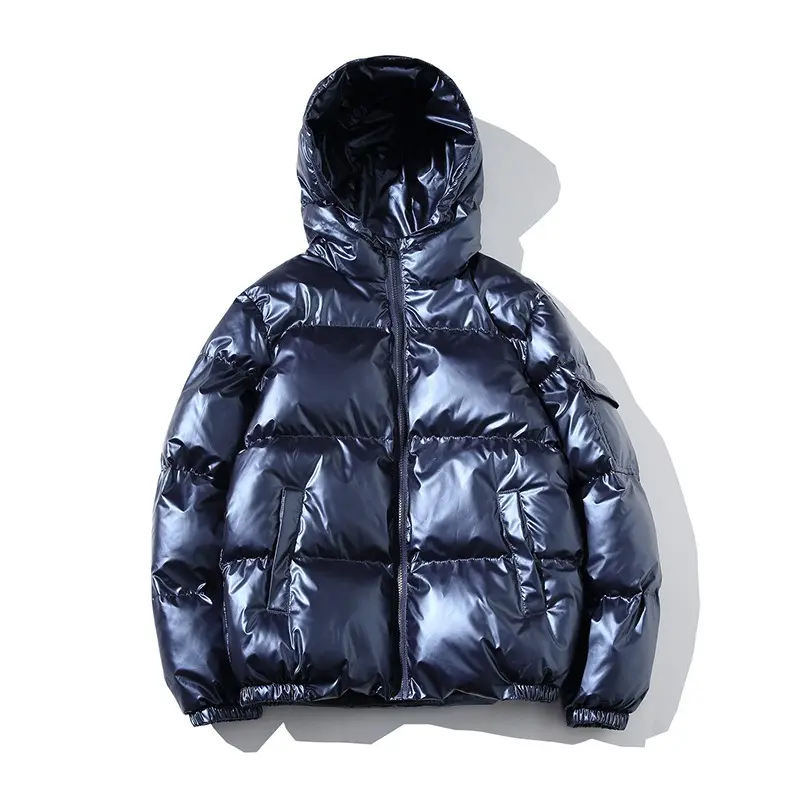 High Quality Reflective Glossy Black Blue Bubble Puffer Coat Jacket Winter Mens Down Jacket