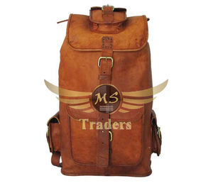 Mochila con estampado de logotipo personalizado, bolsas de viaje para exteriores, mochila de viaje para exteriores de cuero genuino Vintage a la moda 2024 - Product Image 1